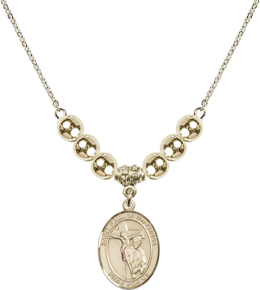 14kt Gold Filled Saint Paul of the Cross Birthstone Necklace with Gold Filled Beads - 8318
