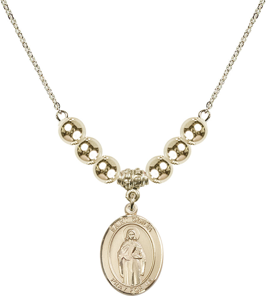 14kt Gold Filled Saint Odilia Birthstone Necklace with Gold Filled Beads - 8319
