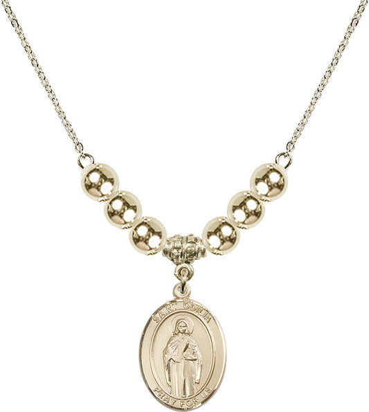 14kt Gold Filled Saint Odilia Birthstone Necklace with Gold Filled Beads - 8319