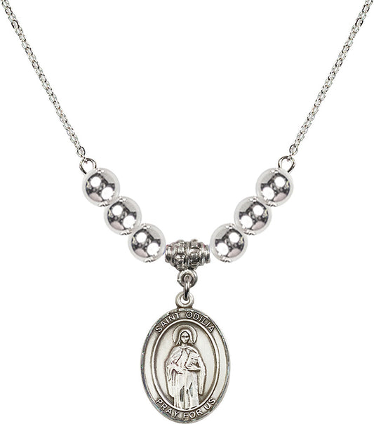 Sterling Silver Saint Odilia Birthstone Necklace with Sterling Silver Beads - 8319