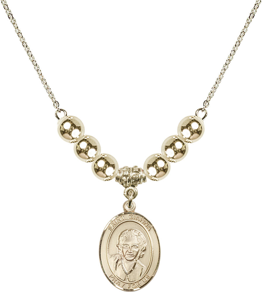 14kt Gold Filled Saint Gianna Beretta Molla Birthstone Necklace with Gold Filled Beads - 8322