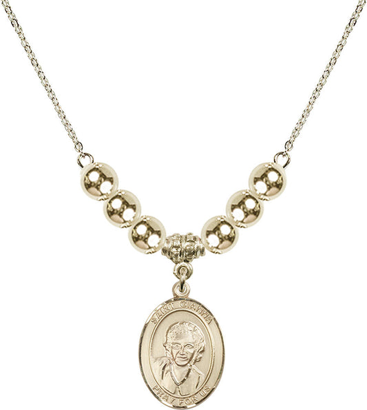 14kt Gold Filled Saint Gianna Beretta Molla Birthstone Necklace with Gold Filled Beads - 8322