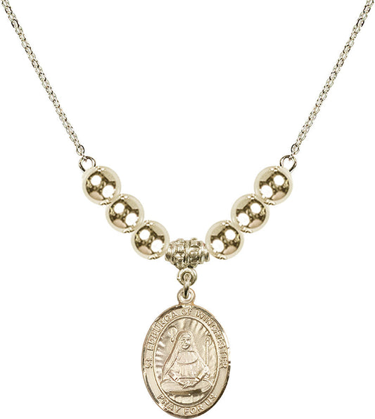14kt Gold Filled Saint Edburga of Winchester Birthstone Necklace with Gold Filled Beads - 8324