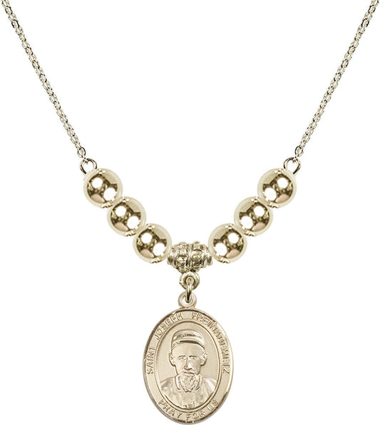 14kt Gold Filled Saint Joseph Freinademetz Birthstone Necklace with Gold Filled Beads - 8329