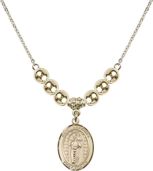 14kt Gold Filled Saint Matthias the Apostle Birthstone Necklace with Gold Filled Beads - 8331