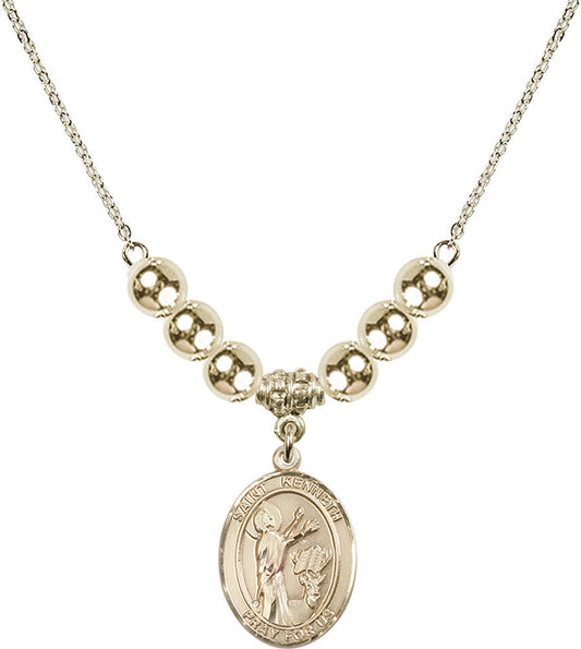 14kt Gold Filled Saint Kenneth Birthstone Necklace with Gold Filled Beads - 8332