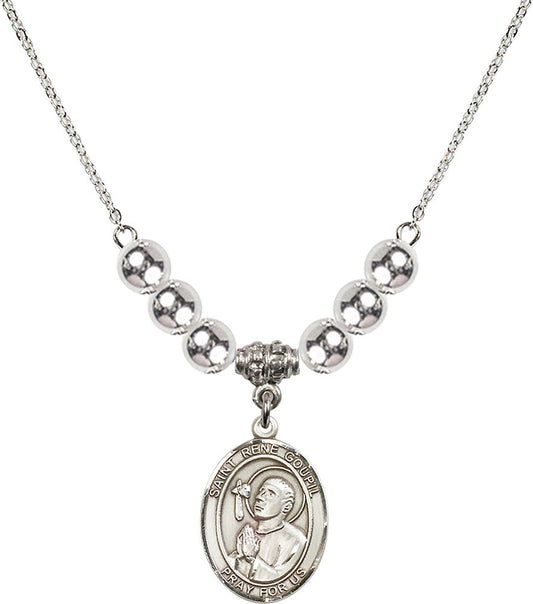 Sterling Silver Saint Rene Goupil Birthstone Necklace with Sterling Silver Beads - 8334