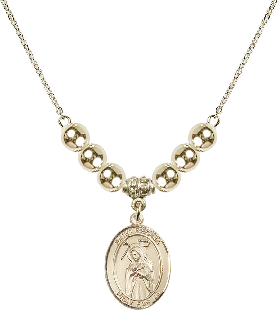 14kt Gold Filled Saint Regina Birthstone Necklace with Gold Filled Beads - 8335