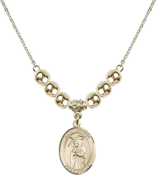 14kt Gold Filled Saint Regina Birthstone Necklace with Gold Filled Beads - 8335
