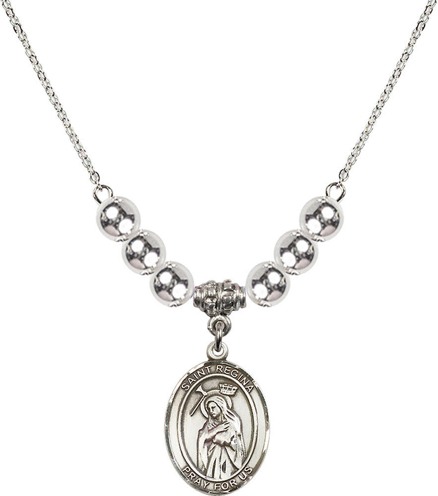 Sterling Silver Saint Regina Birthstone Necklace with Sterling Silver Beads - 8335