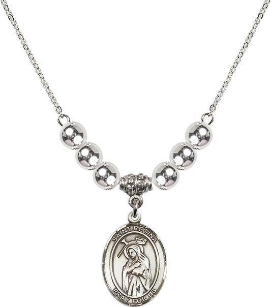 Sterling Silver Saint Regina Birthstone Necklace with Sterling Silver Beads - 8335