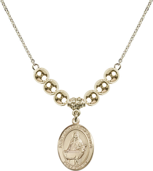 14kt Gold Filled Saint Catherine of Sweden Birthstone Necklace with Gold Filled Beads - 8336
