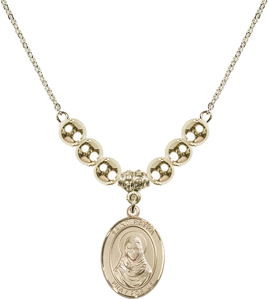 14kt Gold Filled Saint Rafka Birthstone Necklace with Gold Filled Beads - 8338