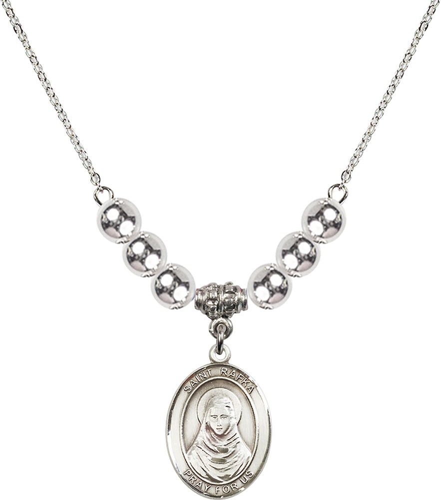 Sterling Silver Saint Rafka Birthstone Necklace with Sterling Silver Beads - 8338
