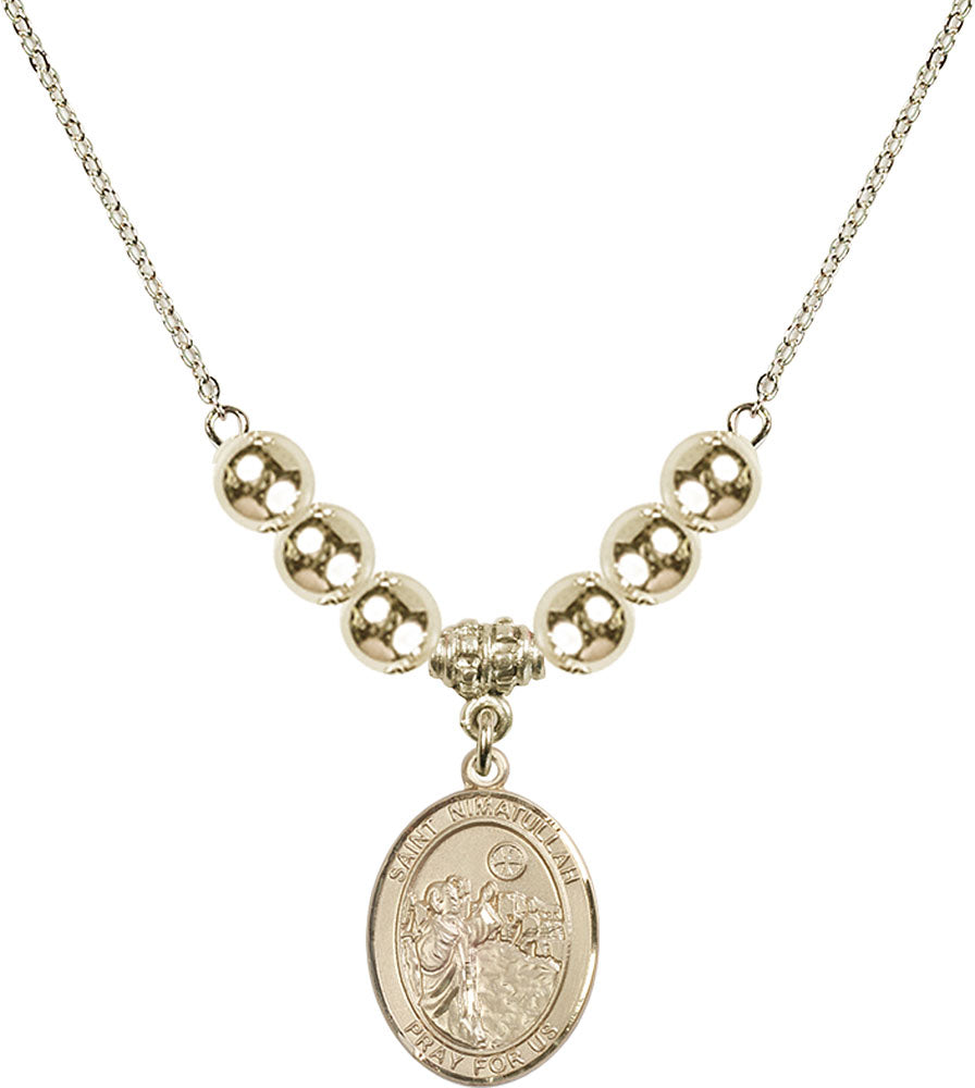 14kt Gold Filled Saint Nimatullah Birthstone Necklace with Gold Filled Beads - 8339