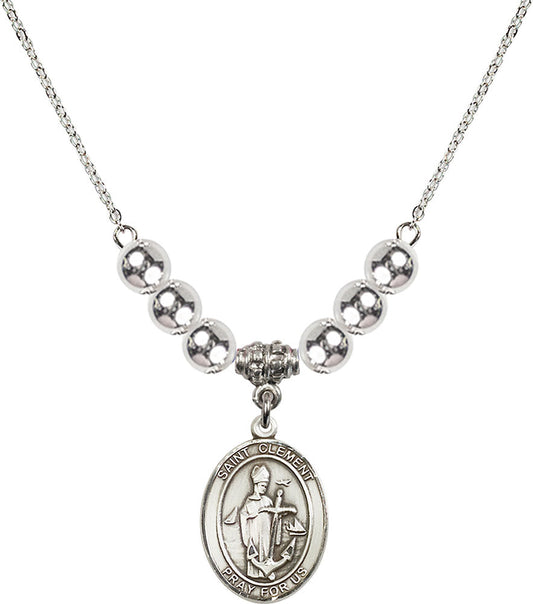 Sterling Silver Saint Clement Birthstone Necklace with Sterling Silver Beads - 8340