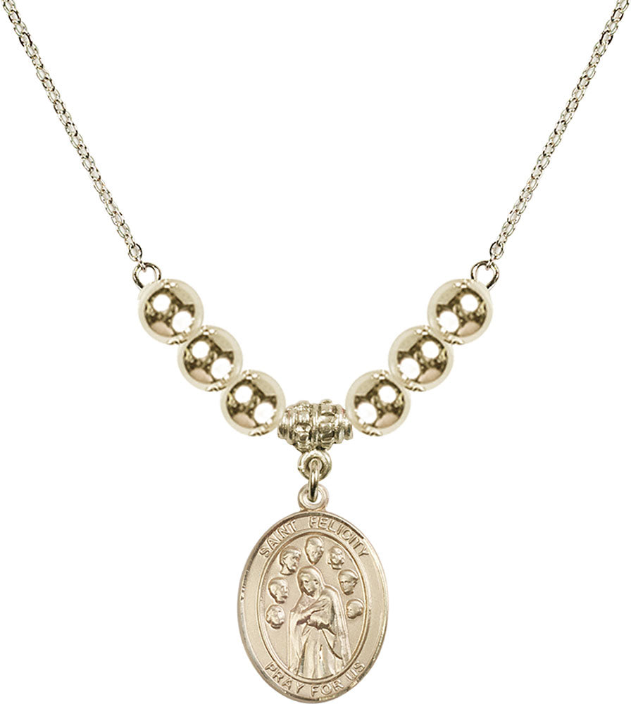 14kt Gold Filled Saint Felicity Birthstone Necklace with Gold Filled Beads - 8341