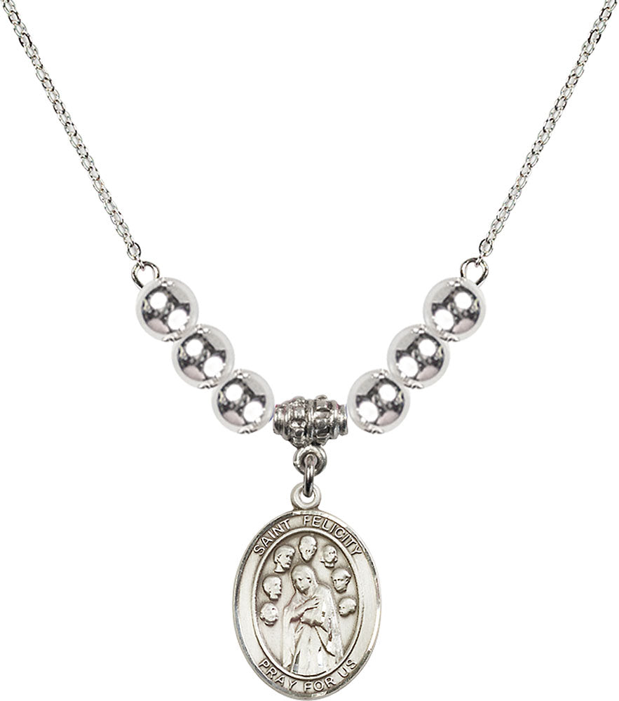 Sterling Silver Saint Felicity Birthstone Necklace with Sterling Silver Beads - 8341