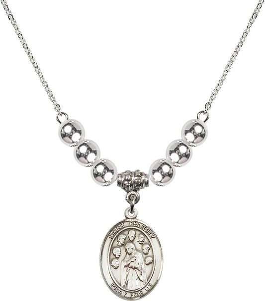 Sterling Silver Saint Felicity Birthstone Necklace with Sterling Silver Beads - 8341