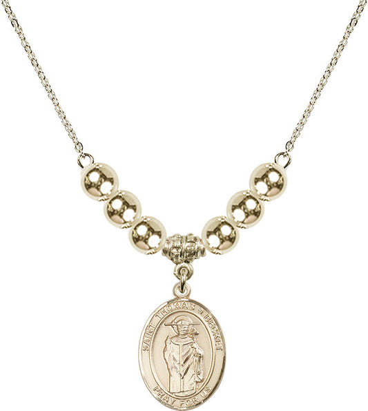 14kt Gold Filled Saint Thomas A Becket Birthstone Necklace with Gold Filled Beads - 8344