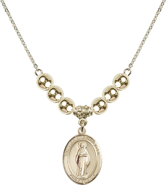14kt Gold Filled Virgin of the Globe Birthstone Necklace with Gold Filled Beads - 8345