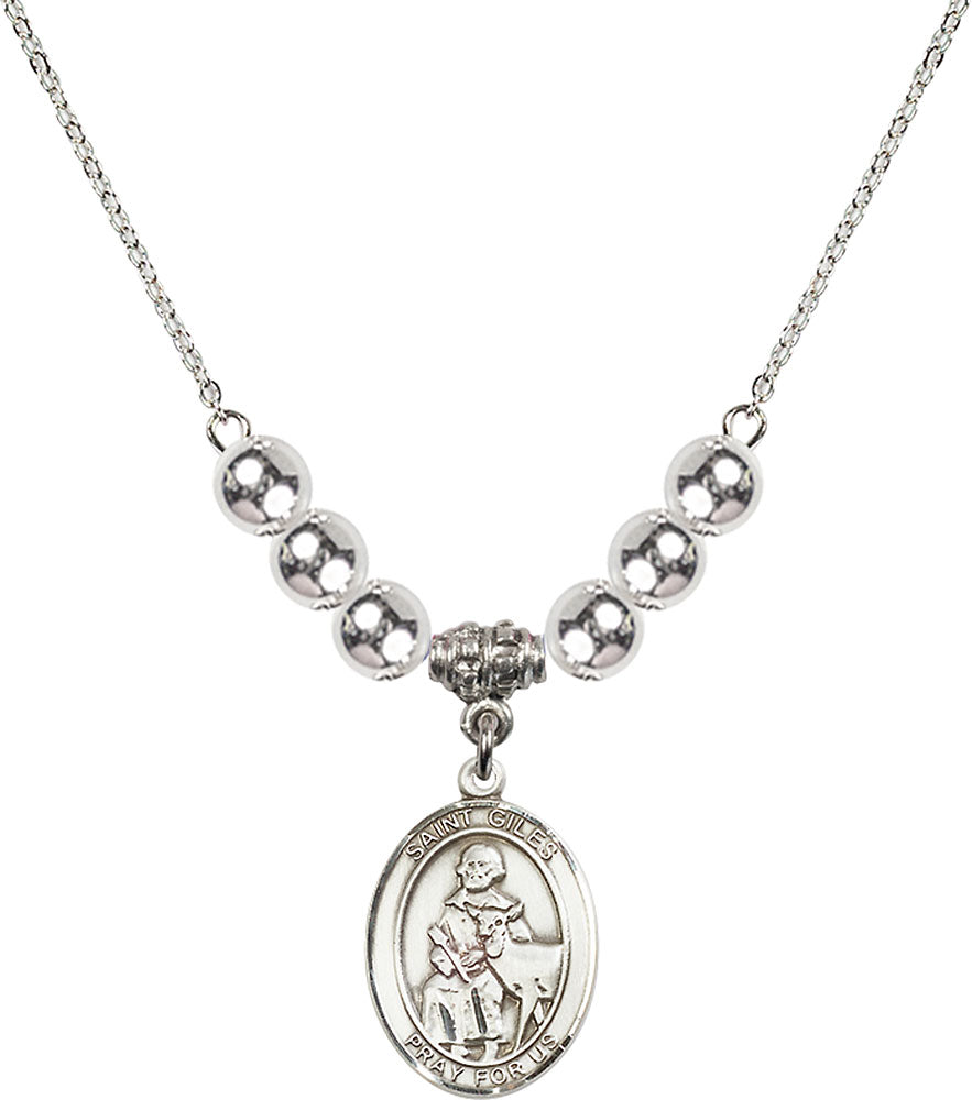 Sterling Silver Saint Giles Birthstone Necklace with Sterling Silver Beads - 8349