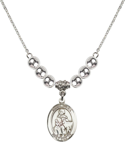 Sterling Silver Saint Giles Birthstone Necklace with Sterling Silver Beads - 8349