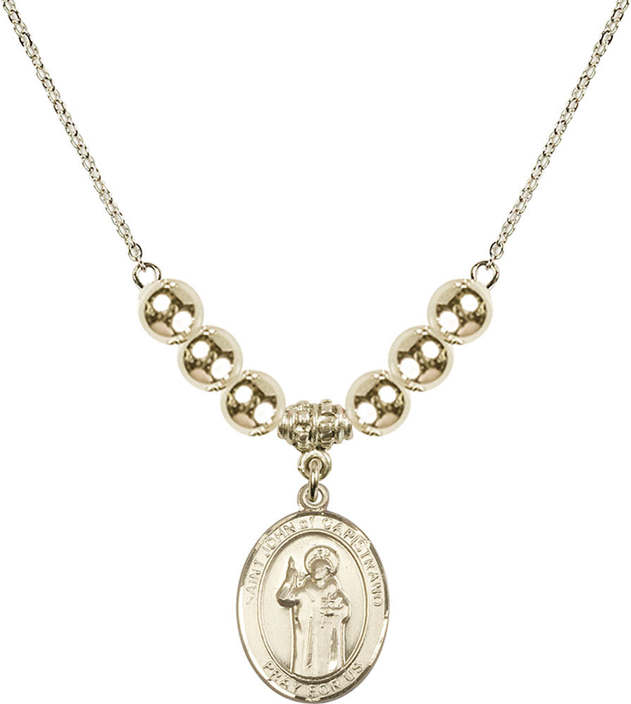 14kt Gold Filled Saint John of Capistrano Birthstone Necklace with Gold Filled Beads - 8350