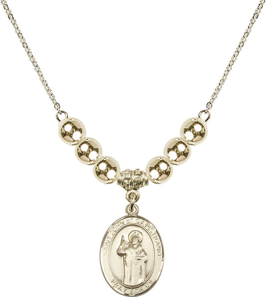 14kt Gold Filled Saint John of Capistrano Birthstone Necklace with Gold Filled Beads - 8350
