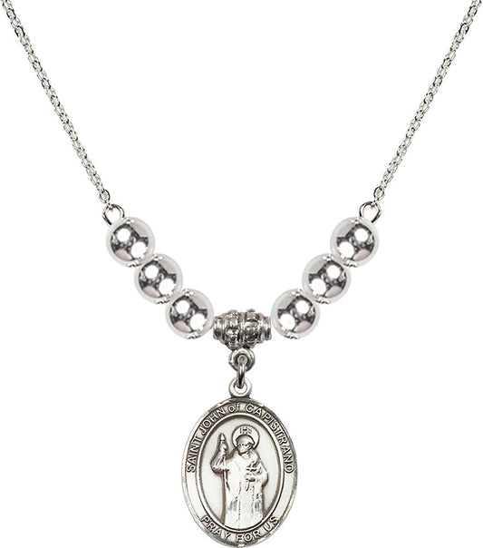 Sterling Silver Saint John of Capistrano Birthstone Necklace with Sterling Silver Beads - 8350