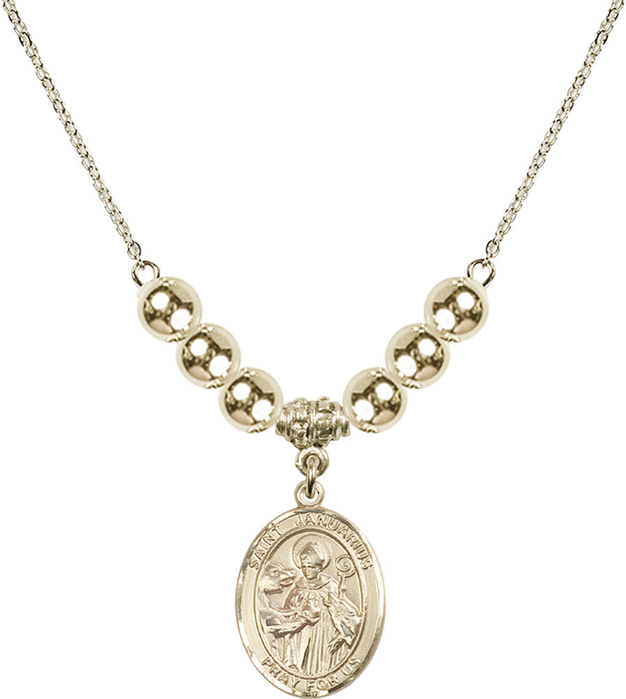 14kt Gold Filled Saint Januarius Birthstone Necklace with Gold Filled Beads - 8351