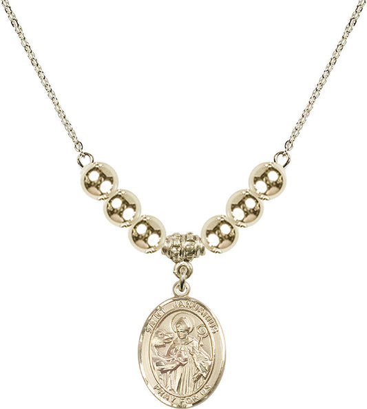 14kt Gold Filled Saint Januarius Birthstone Necklace with Gold Filled Beads - 8351