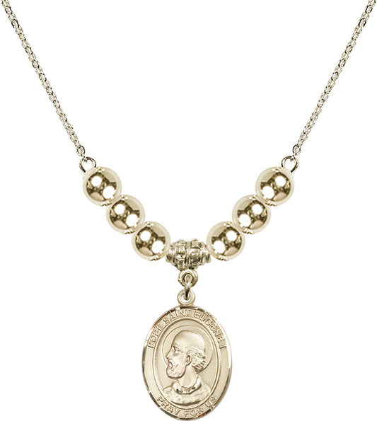 14kt Gold Filled Pope Saint Eugene I Birthstone Necklace with Gold Filled Beads - 8352