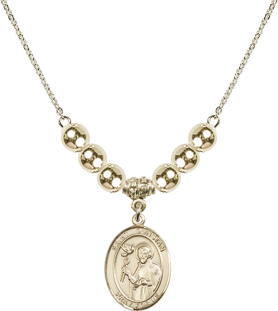 14kt Gold Filled Saint Dunstan Birthstone Necklace with Gold Filled Beads - 8355