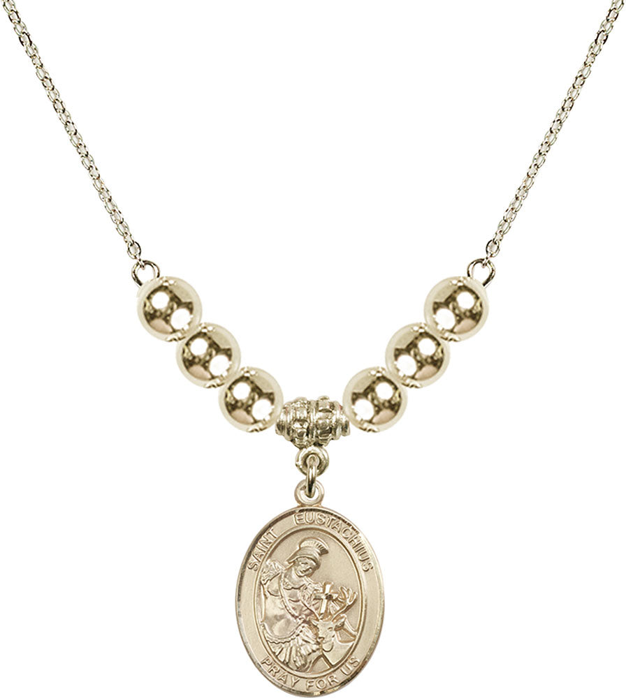 14kt Gold Filled Saint Eustachius Birthstone Necklace with Gold Filled Beads - 8356