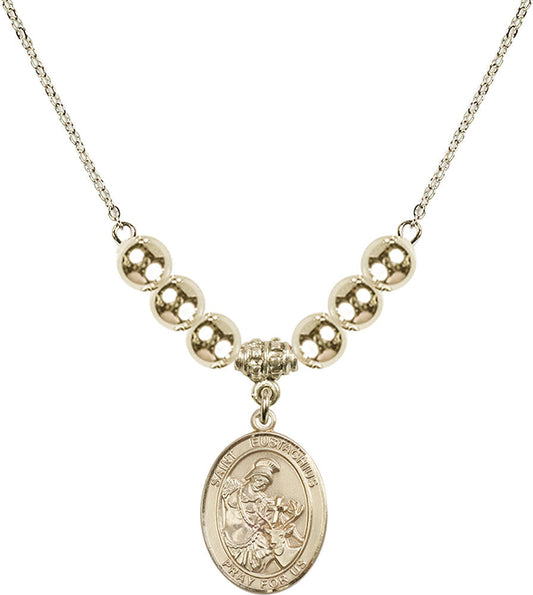 14kt Gold Filled Saint Eustachius Birthstone Necklace with Gold Filled Beads - 8356