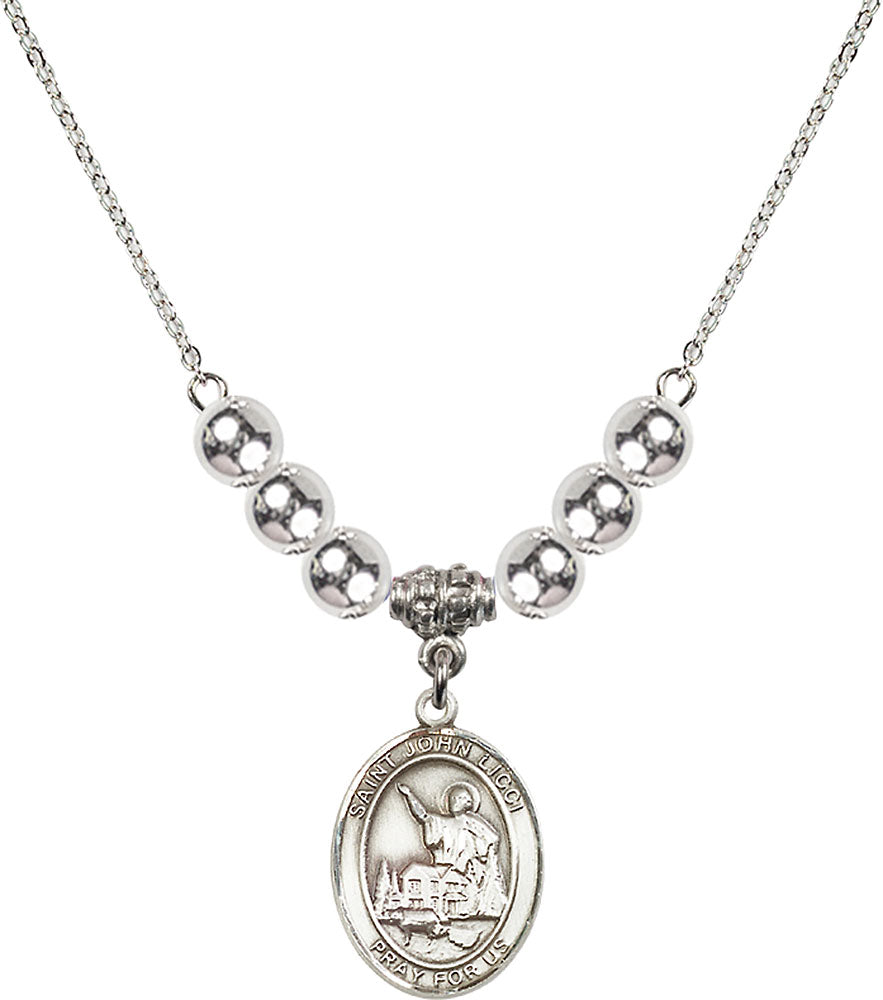 Sterling Silver Saint John Licci Birthstone Necklace with Sterling Silver Beads - 8358