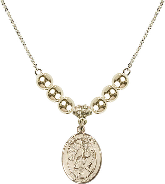 14kt Gold Filled Saint Edwin Birthstone Necklace with Gold Filled Beads - 8361