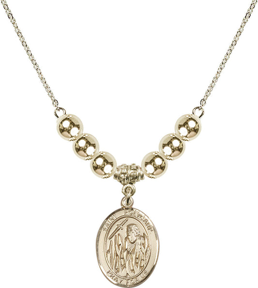 14kt Gold Filled Saint Polycarp of Smyrna Birthstone Necklace with Gold Filled Beads - 8363