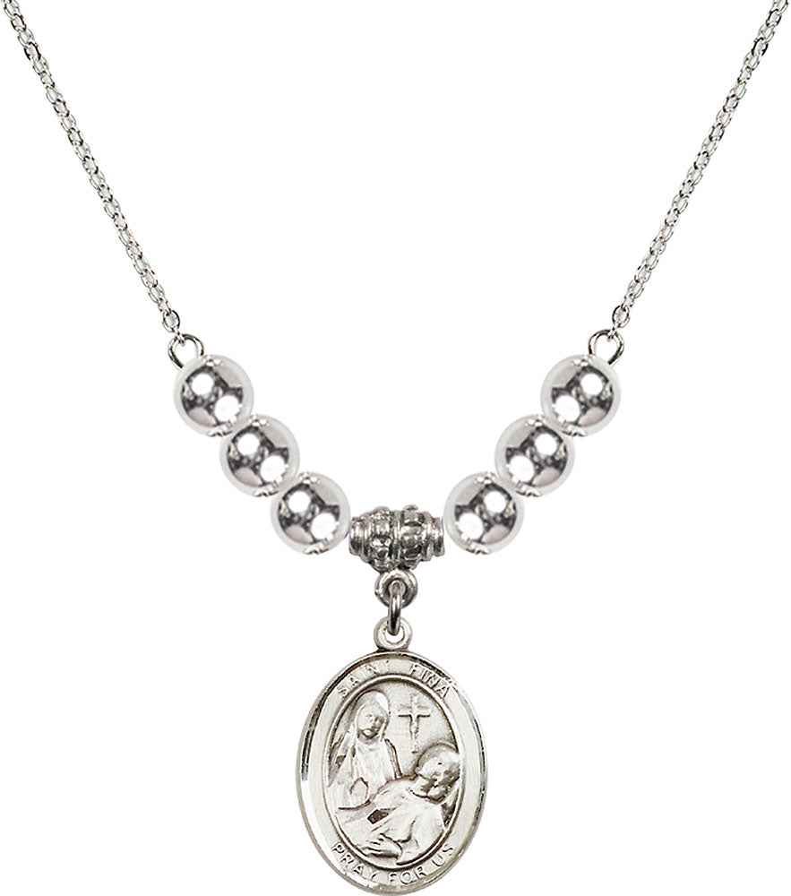 Sterling Silver Saint Fina Birthstone Necklace with Sterling Silver Beads - 8364