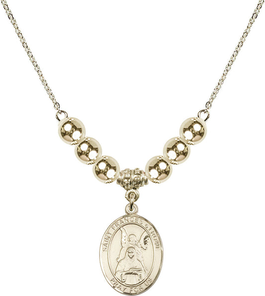 14kt Gold Filled Saint Frances of Rome Birthstone Necklace with Gold Filled Beads - 8365