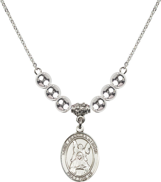 Sterling Silver Saint Frances of Rome Birthstone Necklace with Sterling Silver Beads - 8365