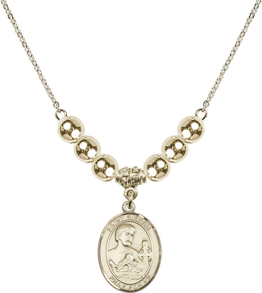 14kt Gold Filled Saint Kieran Birthstone Necklace with Gold Filled Beads - 8367