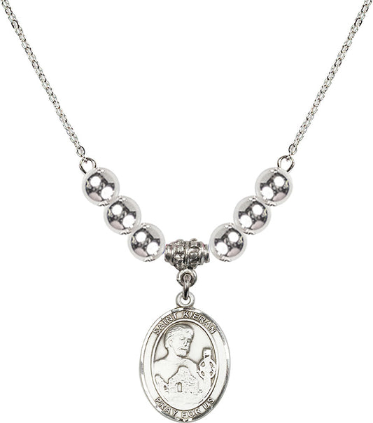 Sterling Silver Saint Kieran Birthstone Necklace with Sterling Silver Beads - 8367