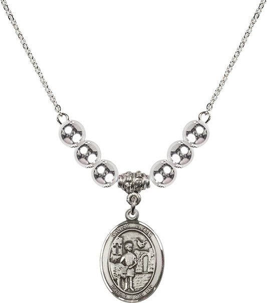 Sterling Silver Saint Vitus Birthstone Necklace with Sterling Silver Beads - 8368