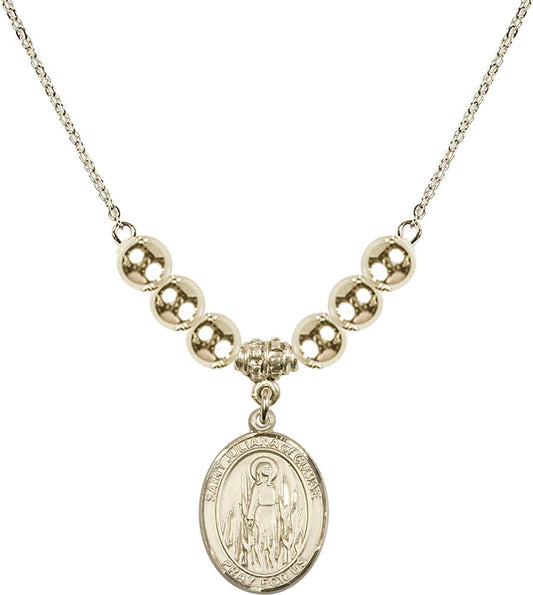 14kt Gold Filled Saint Juliana of Cumae Birthstone Necklace with Gold Filled Beads - 8372