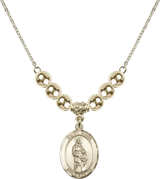14kt Gold Filled Saint Anne Birthstone Necklace with Gold Filled Beads - 8374