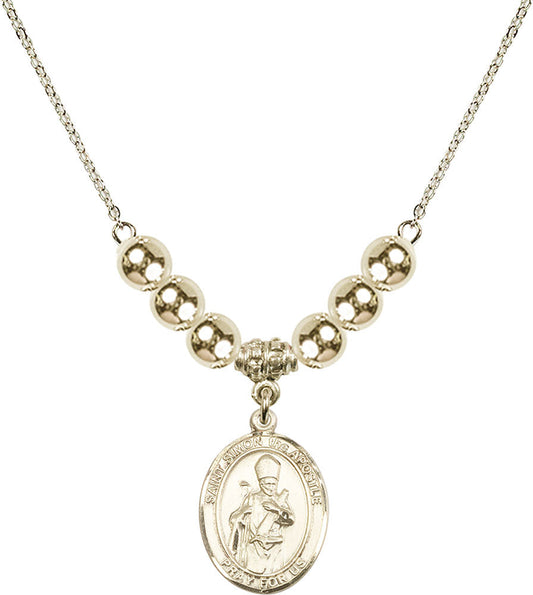 14kt Gold Filled Saint Simon the Apostle Birthstone Necklace with Gold Filled Beads - 8375