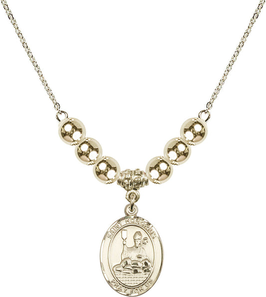 14kt Gold Filled Saint Honorius of Amiens Birthstone Necklace with Gold Filled Beads - 8376