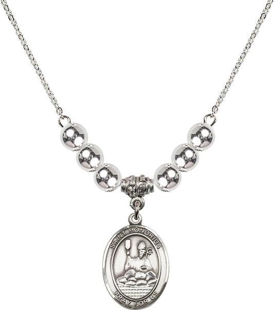 Sterling Silver Saint Honorius of Amiens Birthstone Necklace with Sterling Silver Beads - 8376